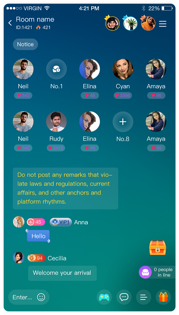 Voice chat room screenshot
